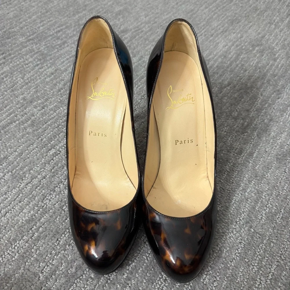 Christian Louboutin Ron Ron 100 Patent Calf Turtle Round Toe Heels, Size 39 - Picture 4 of 11